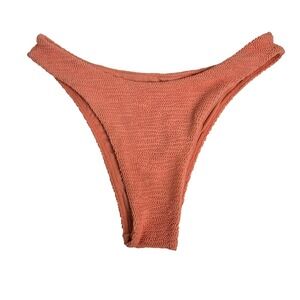 MONDAY SWIMWEAR Sz M Crinkle Tamarama Peach Bikini Bottoms High Cut Cheeky
